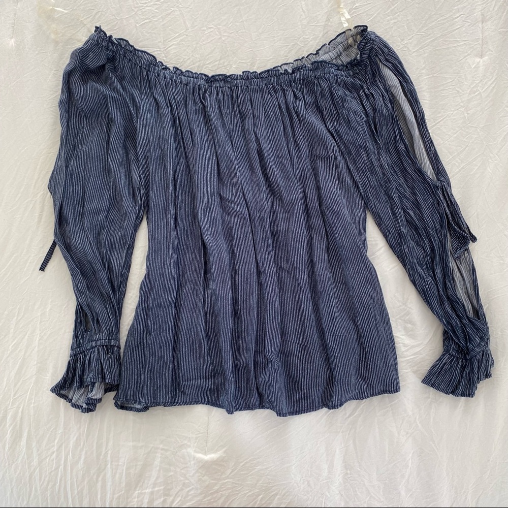 Off the shoulder navy blouse